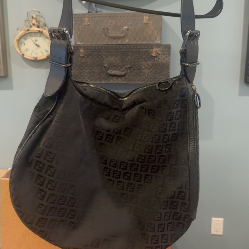 Fendi Black Embossed Shoulder Bag